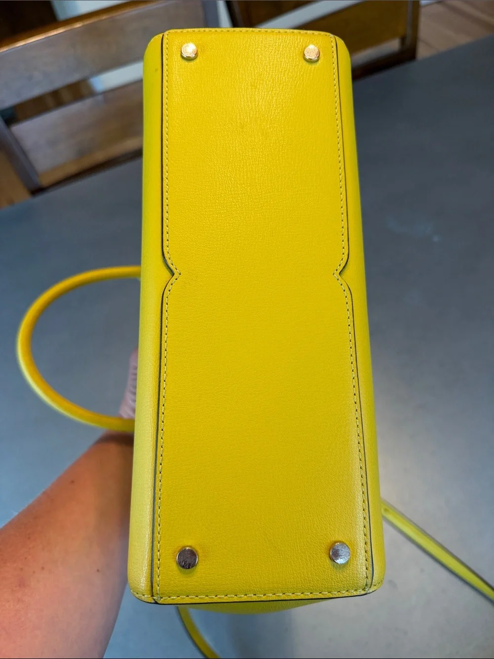 Kate Spade Tippy Small Triple Compartment Grain Leather Satchel In Chartreuse